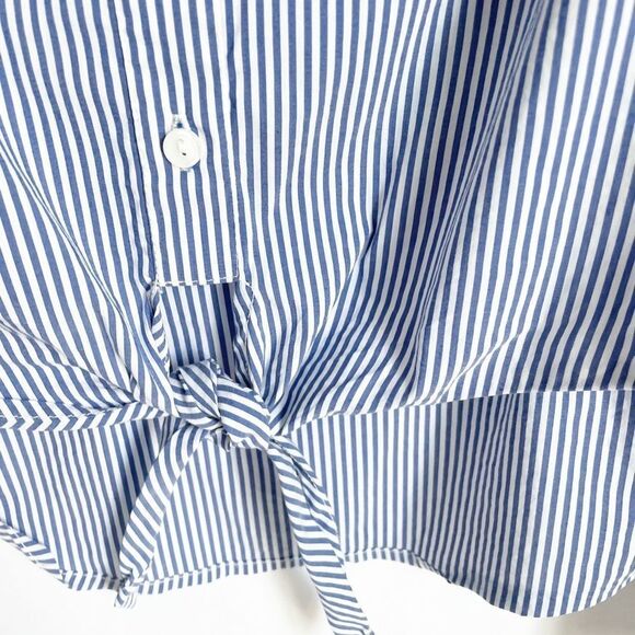 🟢Romeo & Juliet Couture Blue White Striped Blouse S - Picture 6 of 8